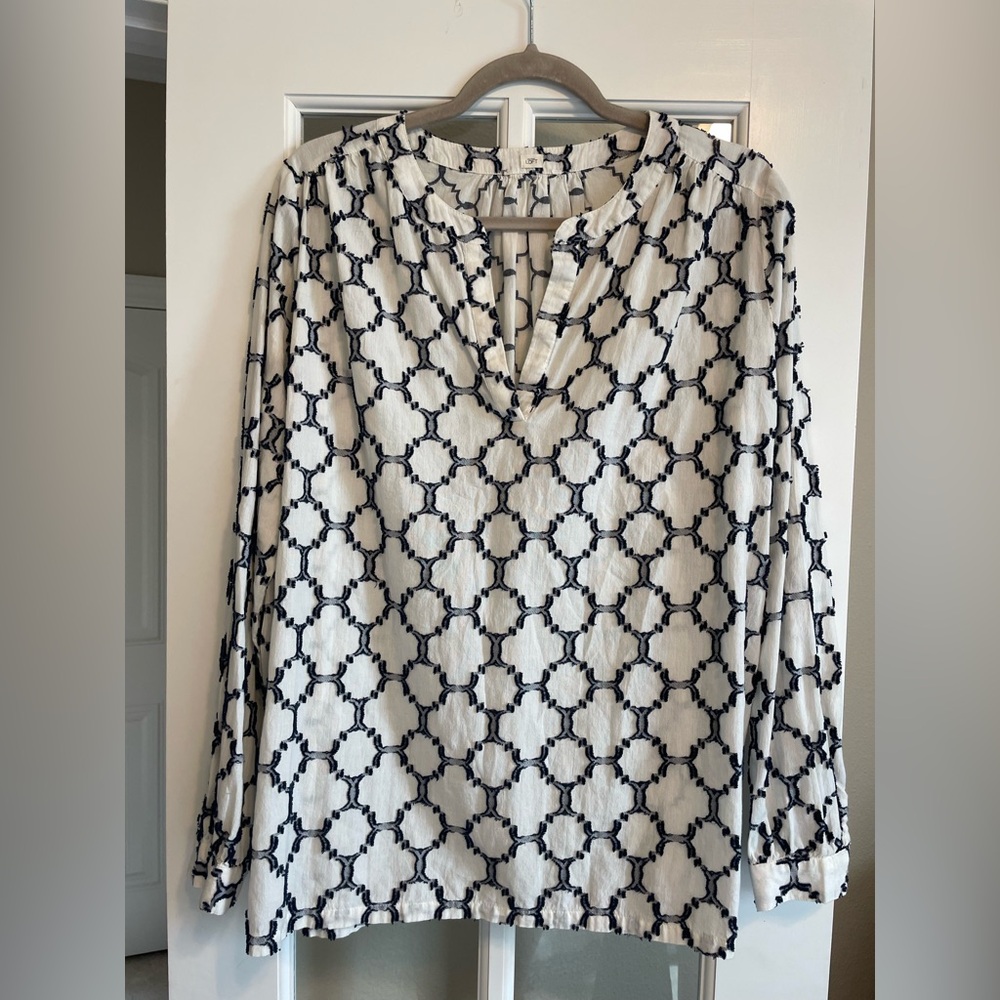 Ann Taylor LOFT Geometric Print Popover Tunic